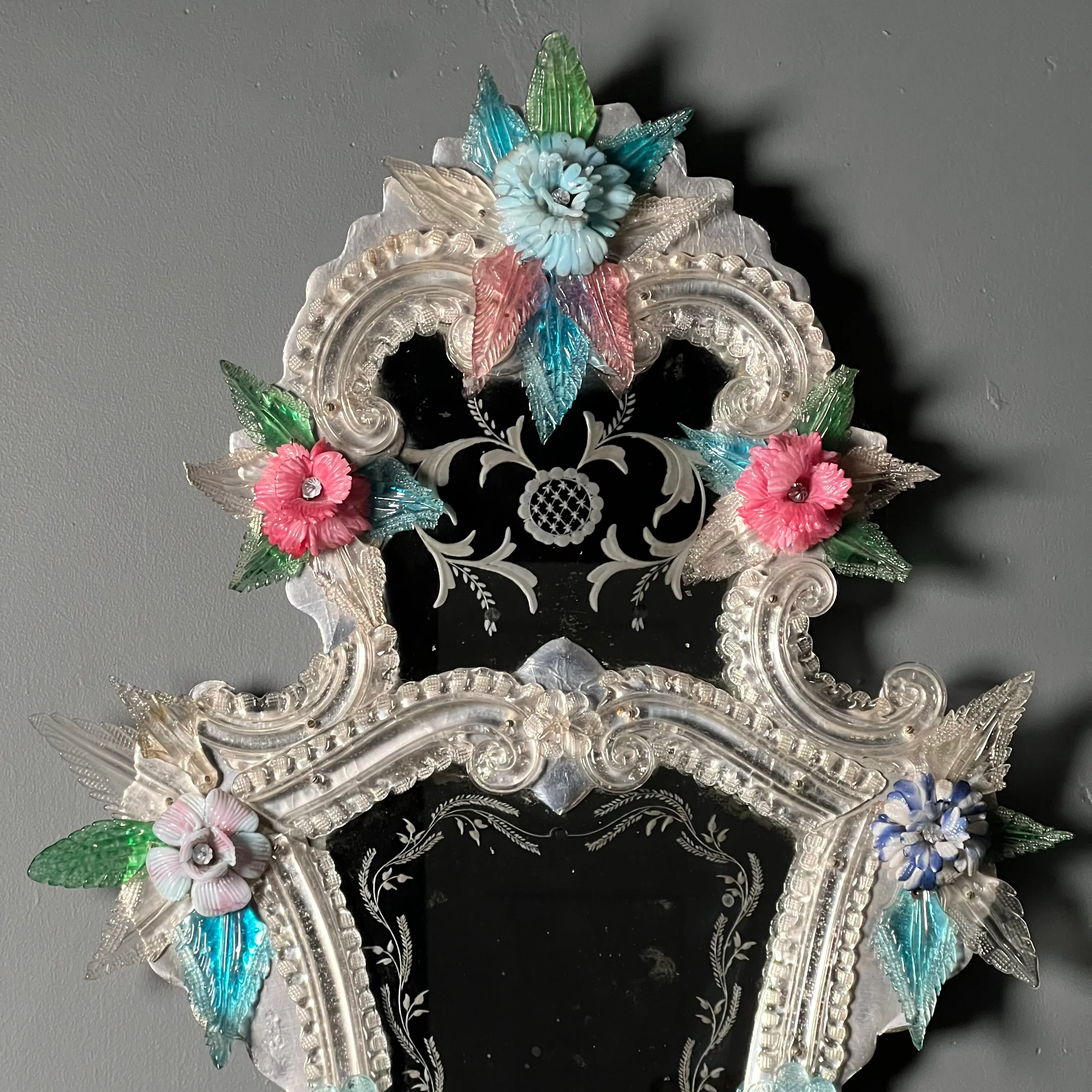 Pair of Italian Venetian Murano Glass Mirrors Early 20th Century - Image 5