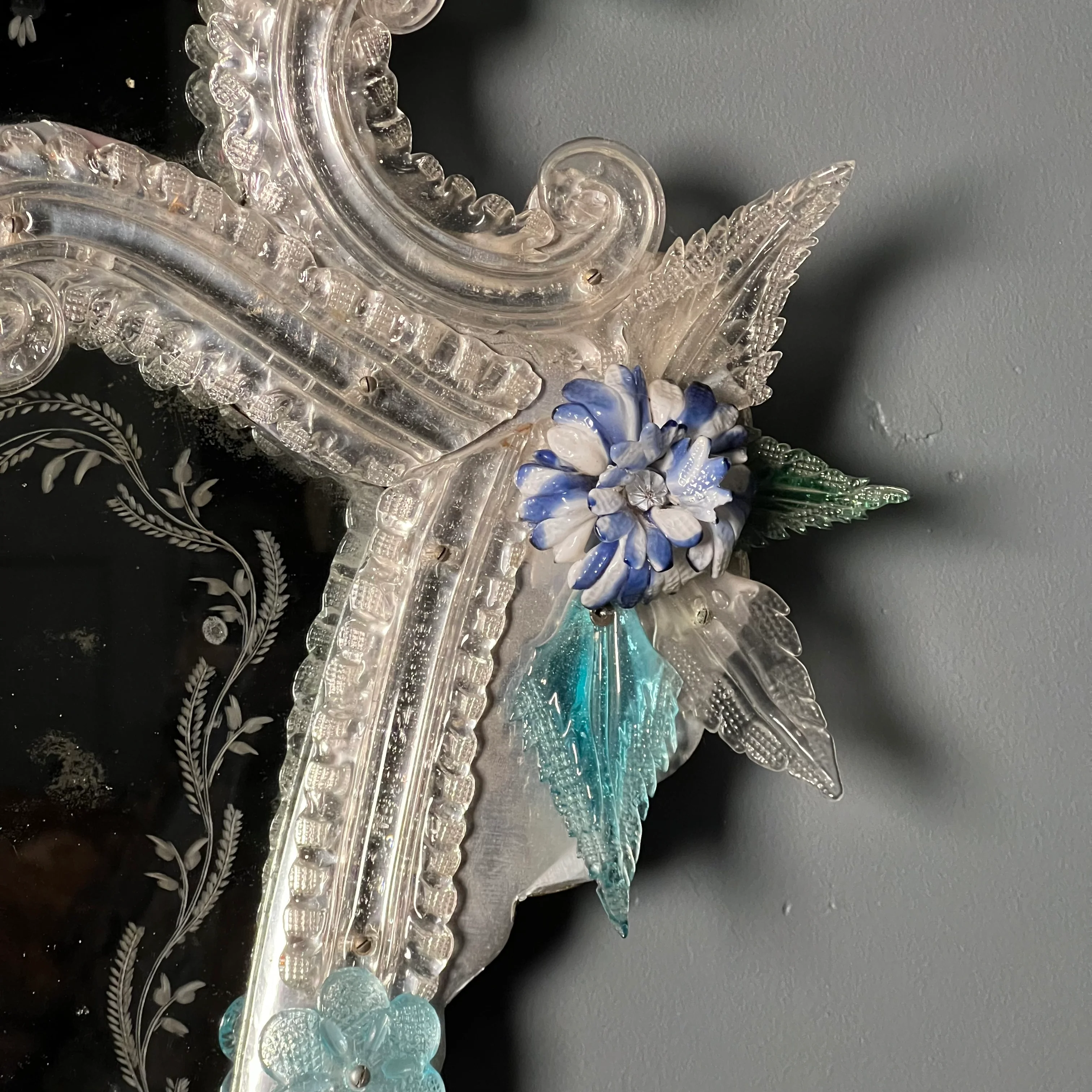 Pair of Italian Venetian Murano Glass Mirrors Early 20th Century - Image 7