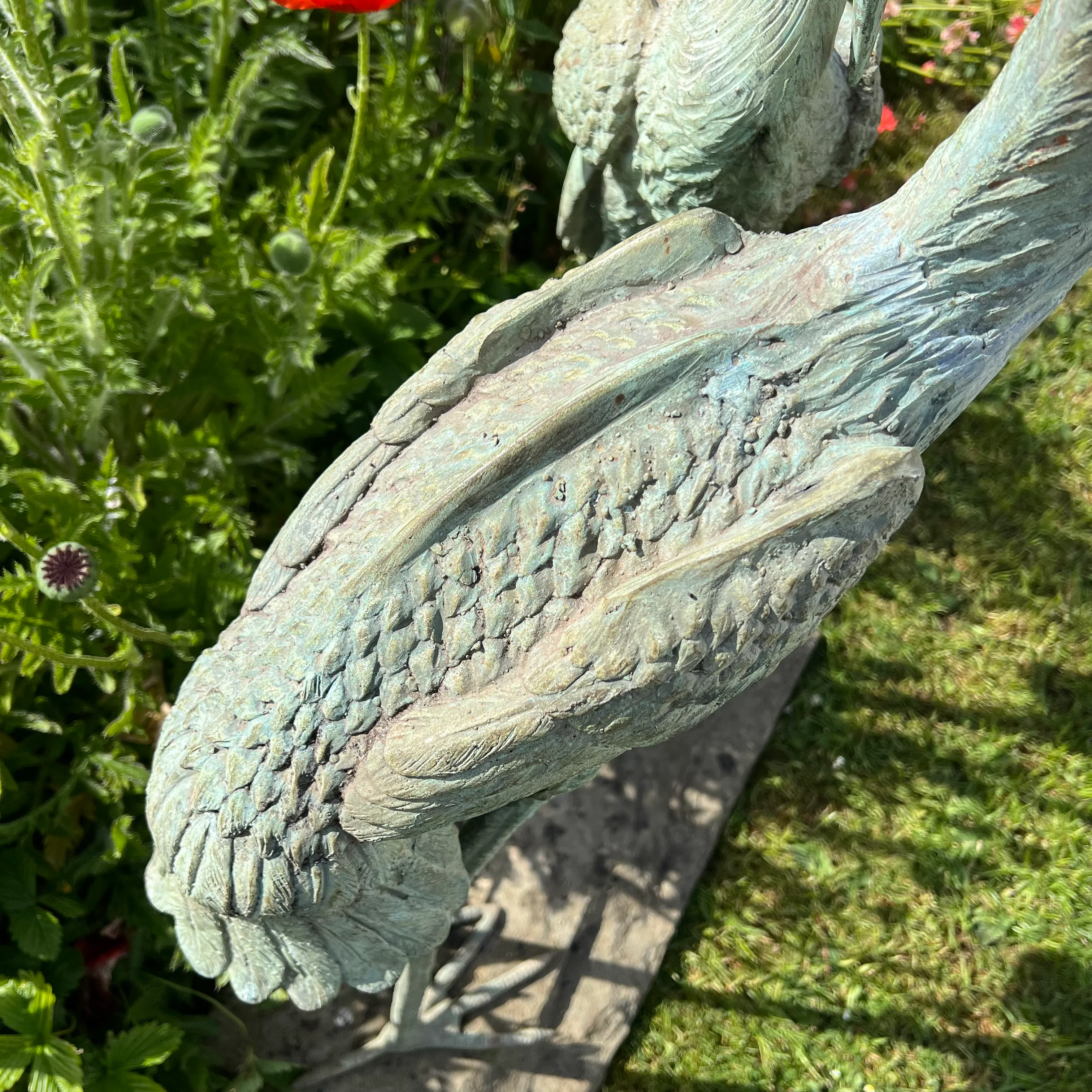 Pair of Meiji Style Bronze Garden Cranes with Fountain Spouts Mid 20th Century - Image 4