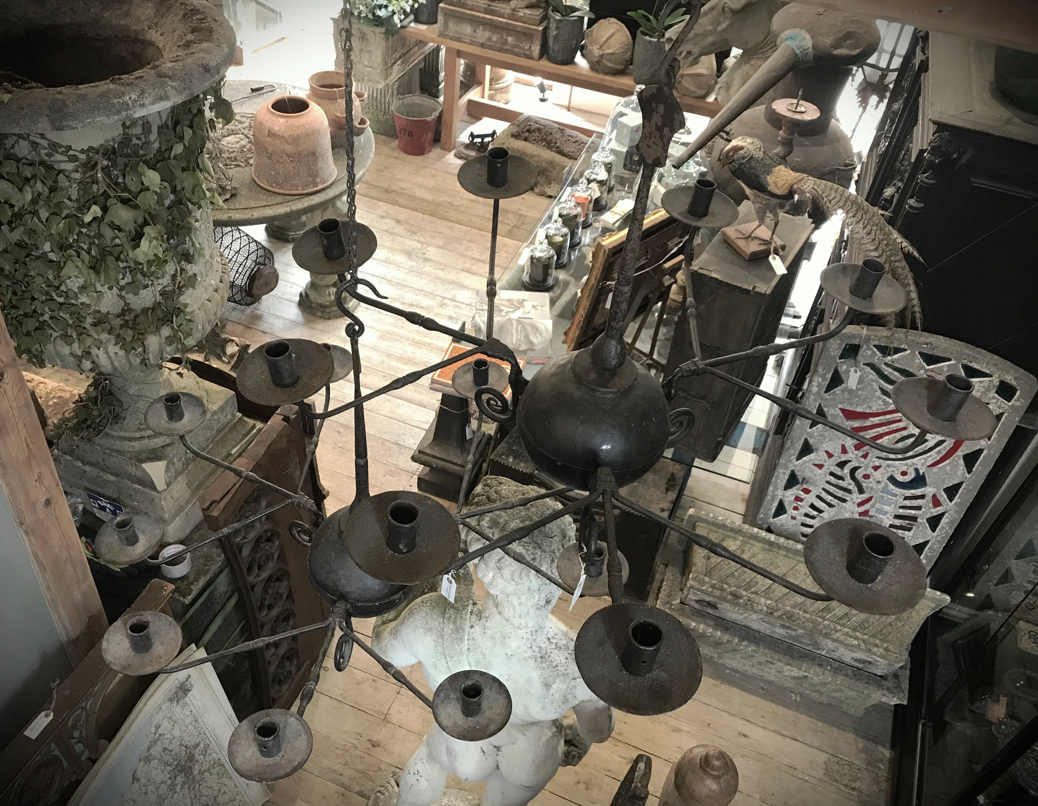 Early English Forged Iron Chandeliers - Image 3