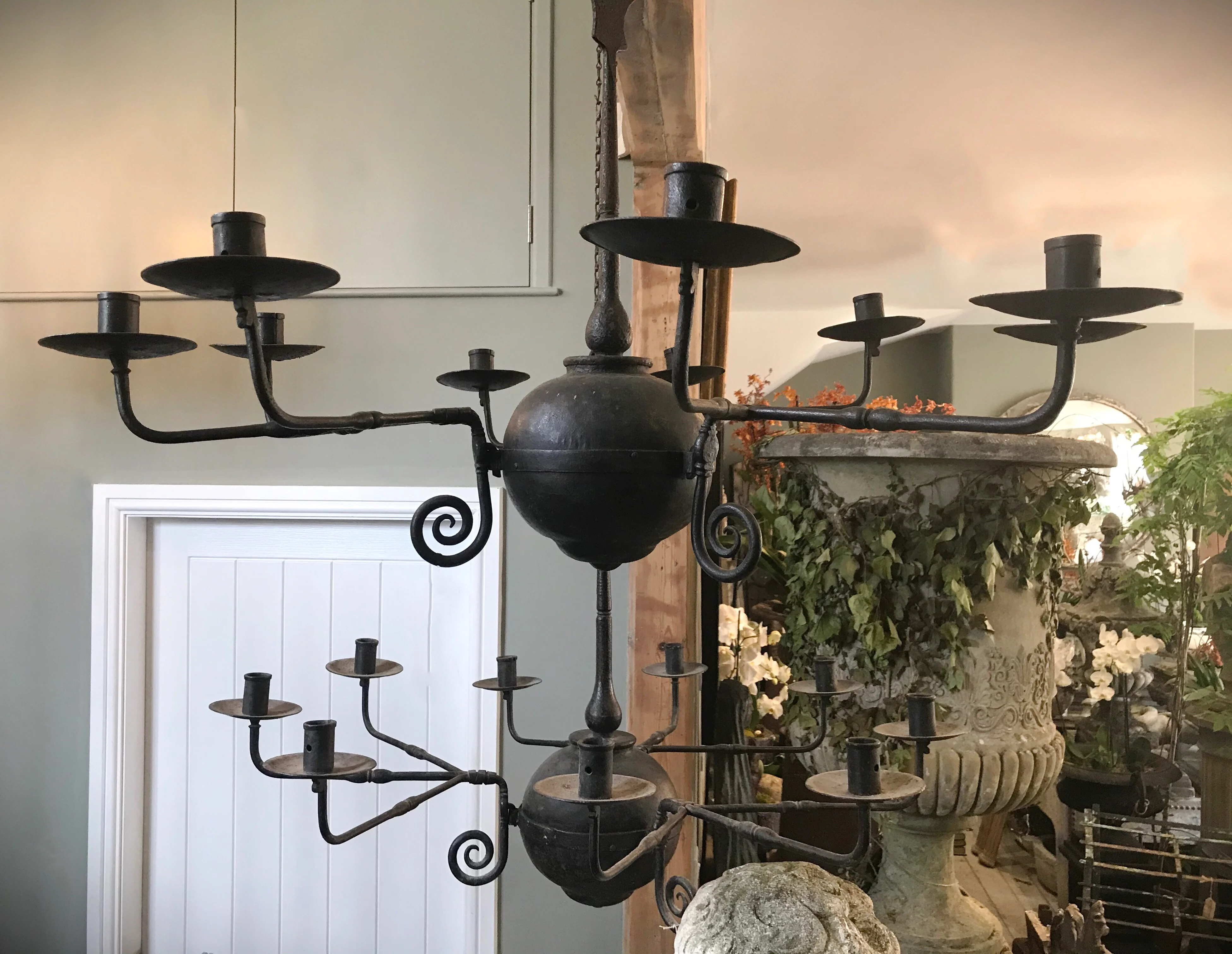 Early English Forged Iron Chandeliers - Image 5