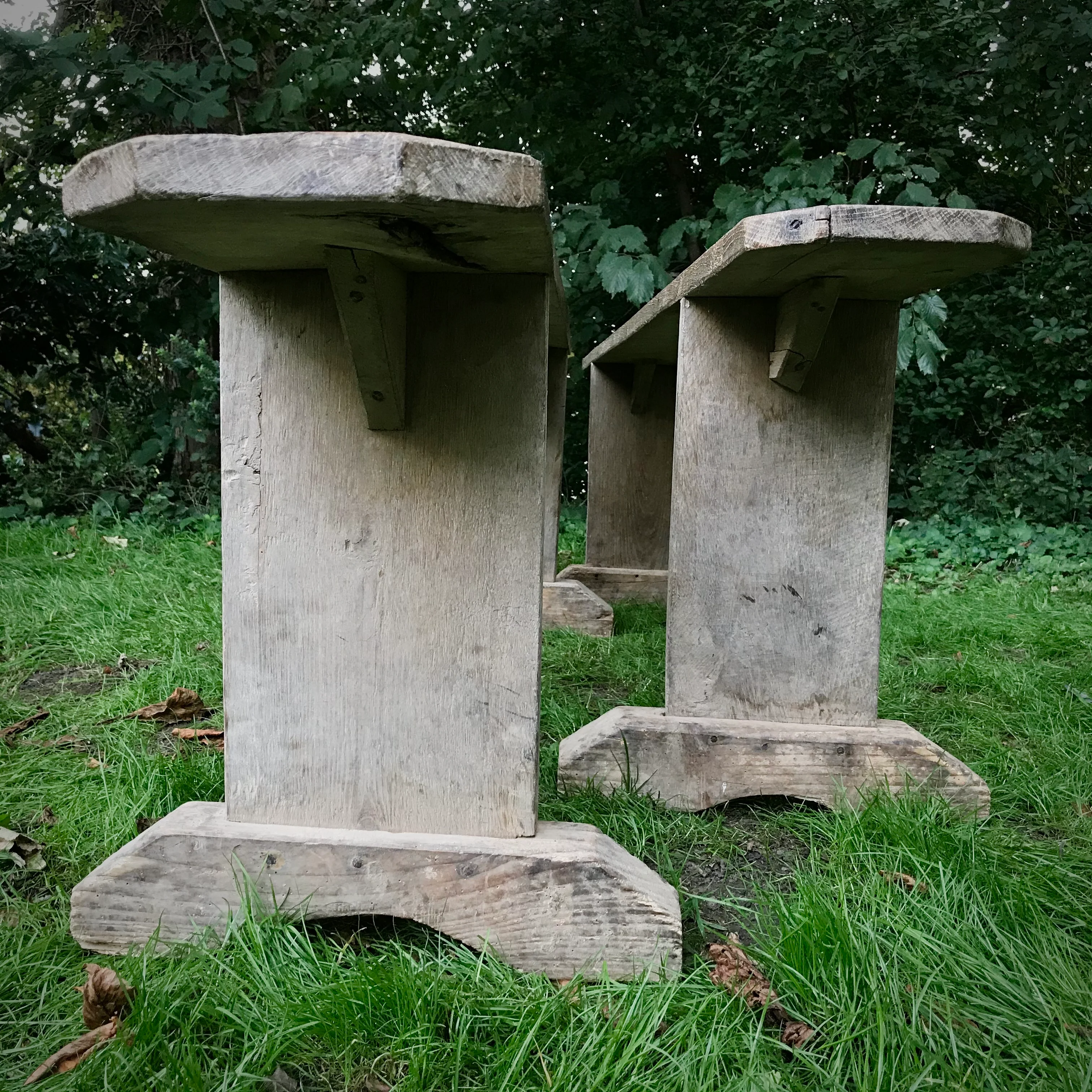 Pair of Primitive French Oak Benches - Image 4