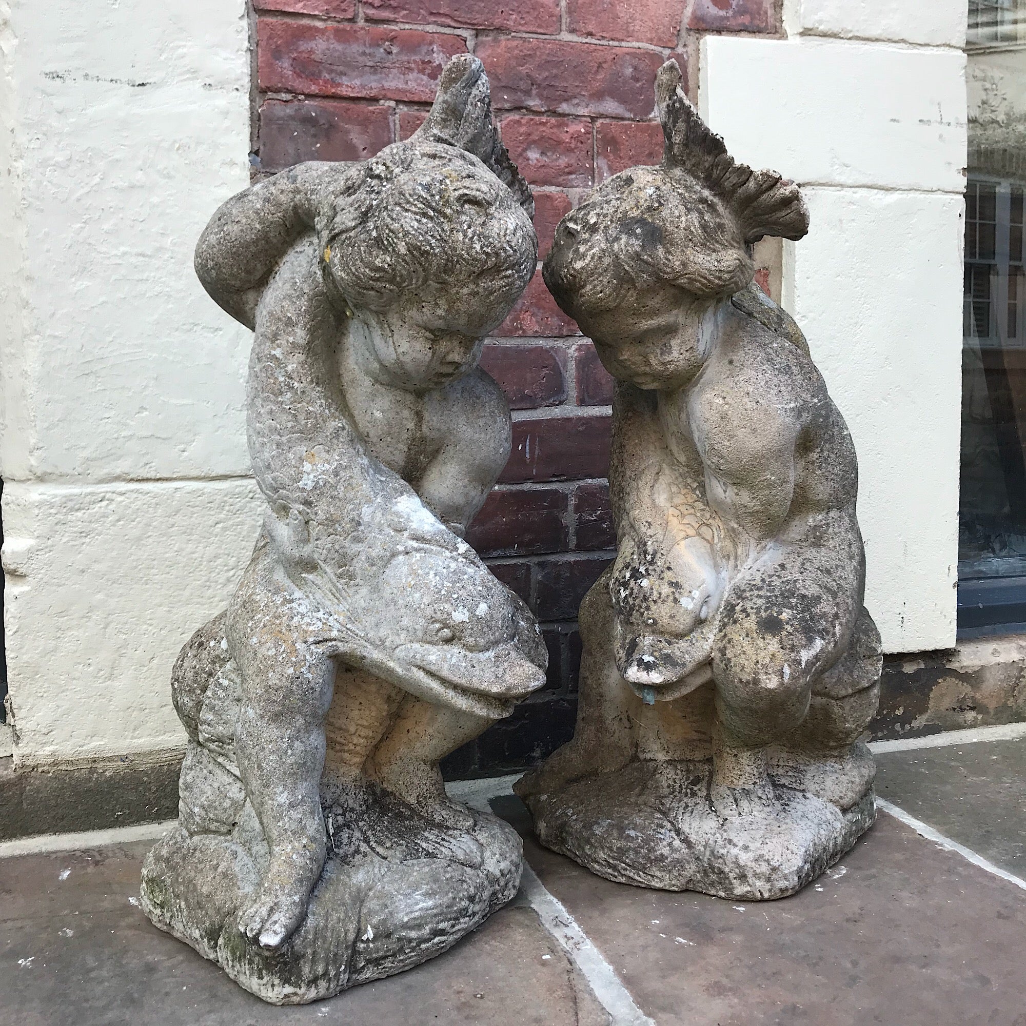 Pair of Putti/Cherub with Carp Fountain Heads - Image 4