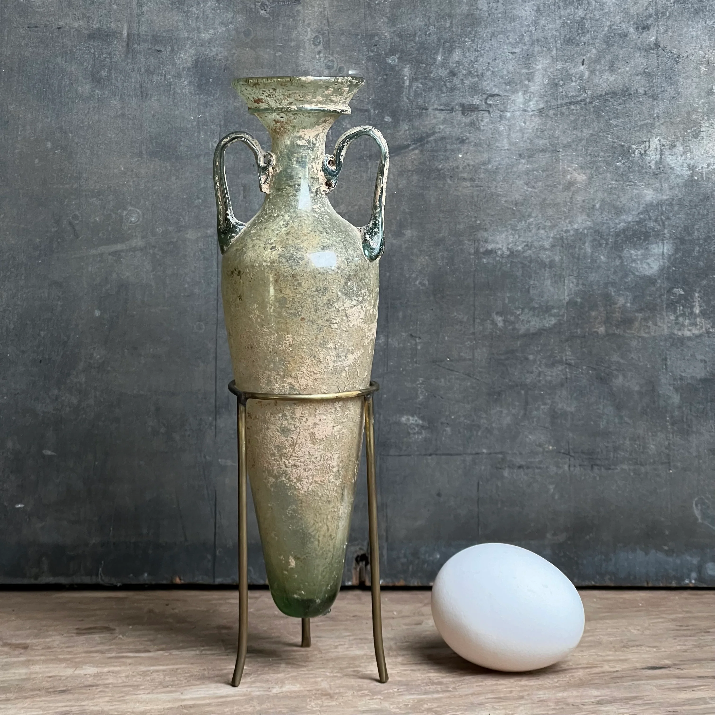 Pale Blue Green Glass Roman Amphora Bottle Circa 4th–5th century A.D. - Image 2