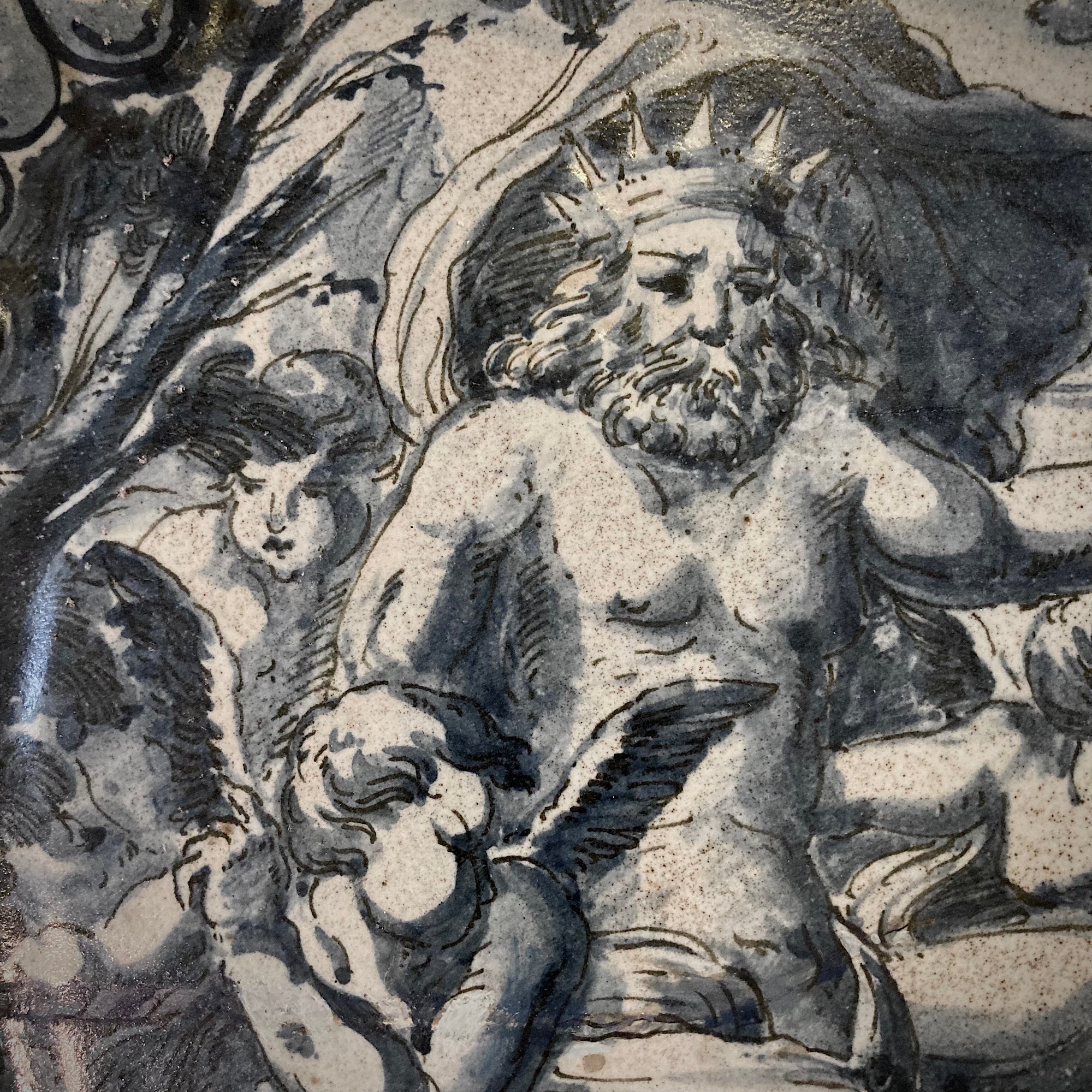 Rare Huge Savona Liguria Maiolica Charger attributed to Giovanni Antonio Guidobono c.1660-1680. - Image 7