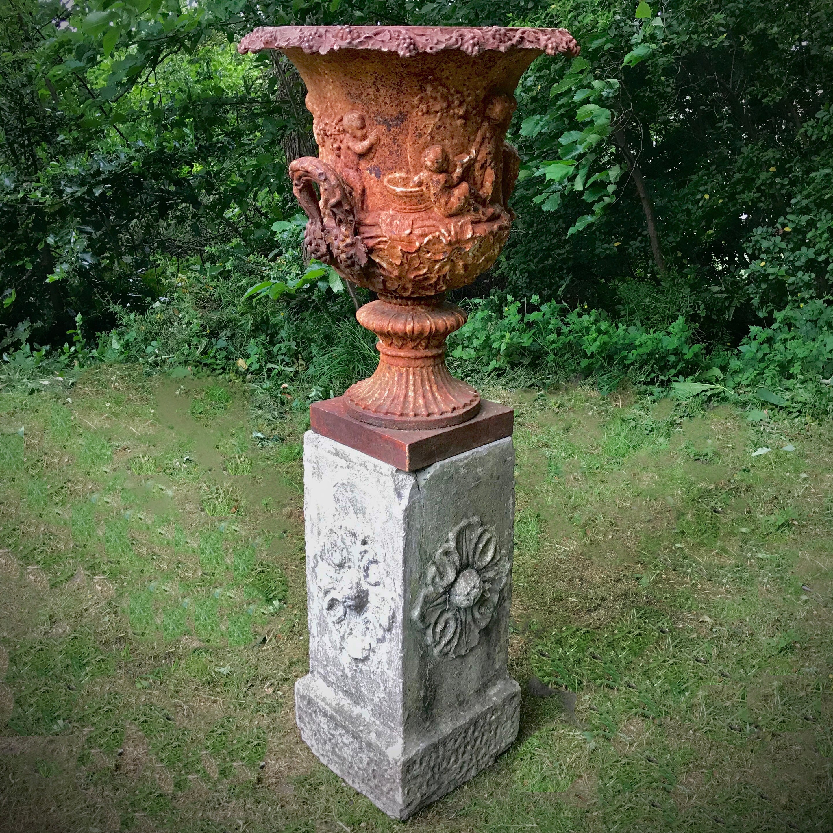 Rare Late 19th c. Handyside Garden Urn No.26 and Plinth - Image 7