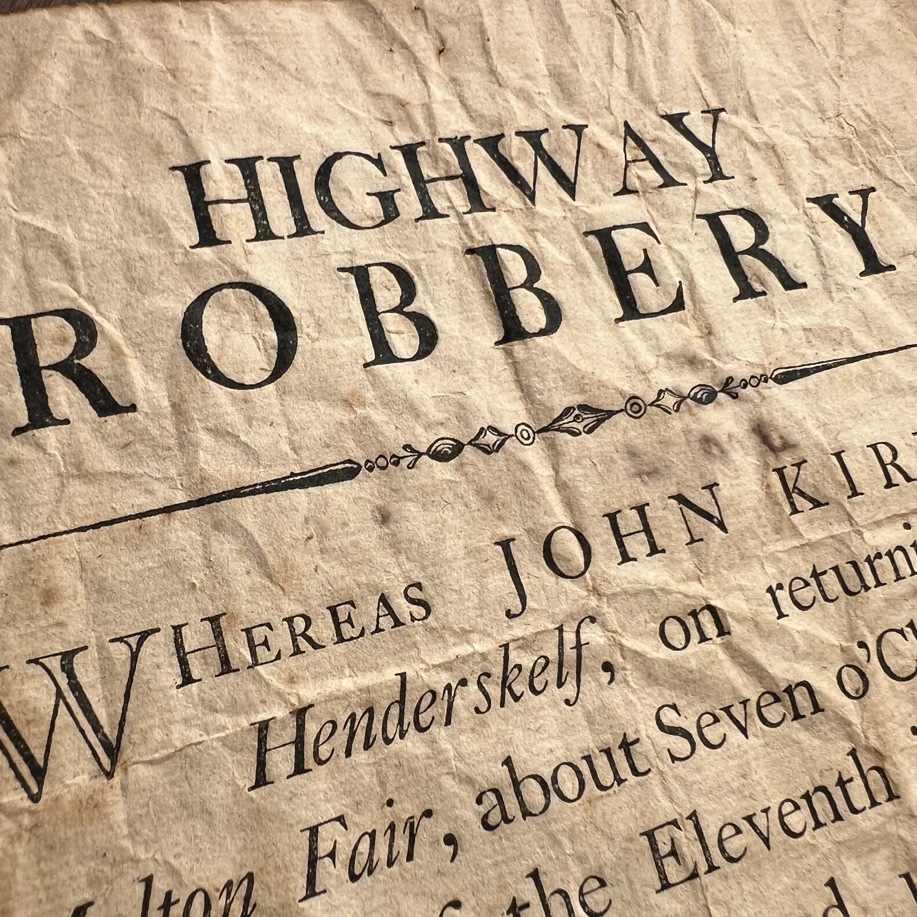 Regency “Highway Robbery” Castle Howard ‘Henderskelf’ Broadside Poster d.1809 - Image 14