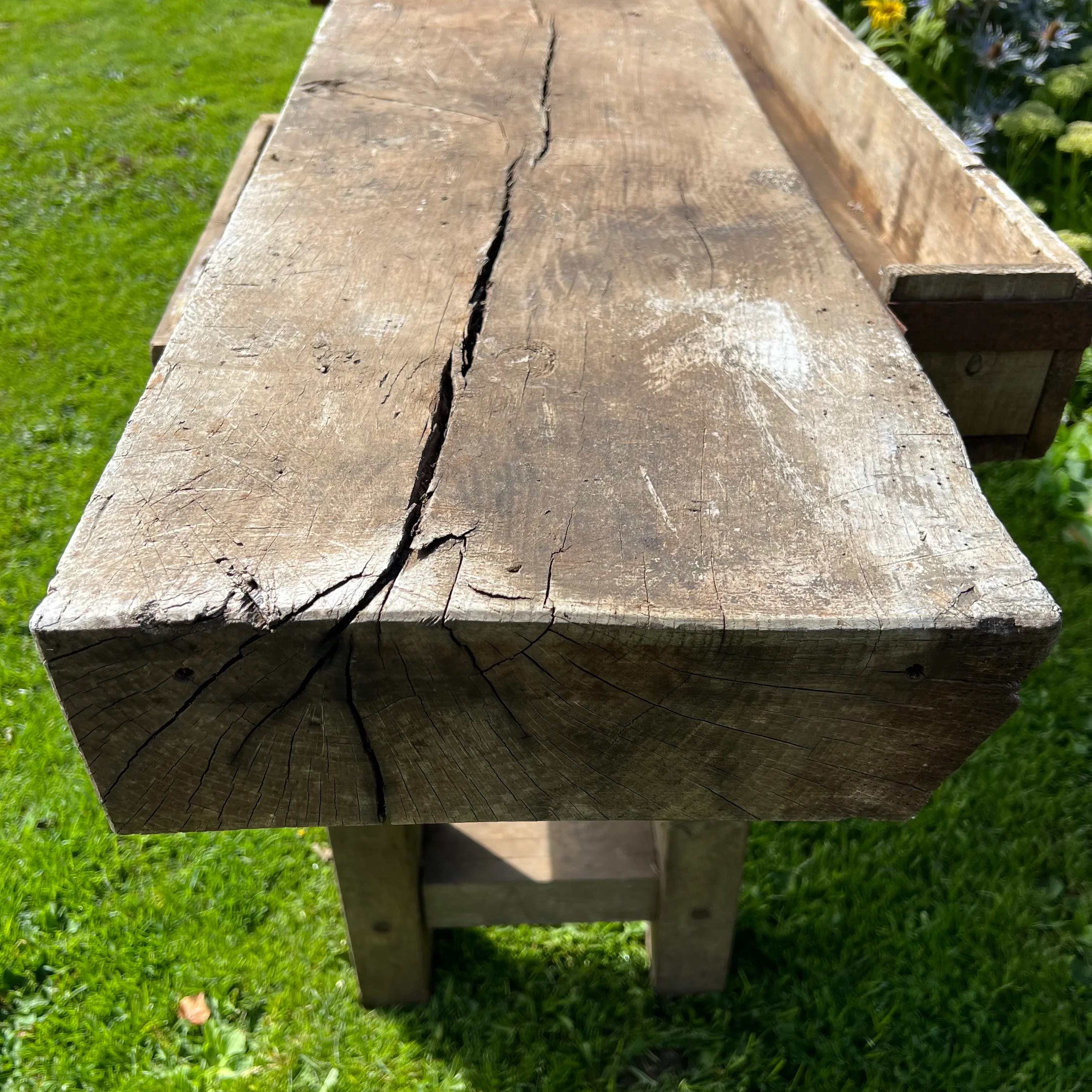 Rustic French Workbench Console c.1880 - Image 11
