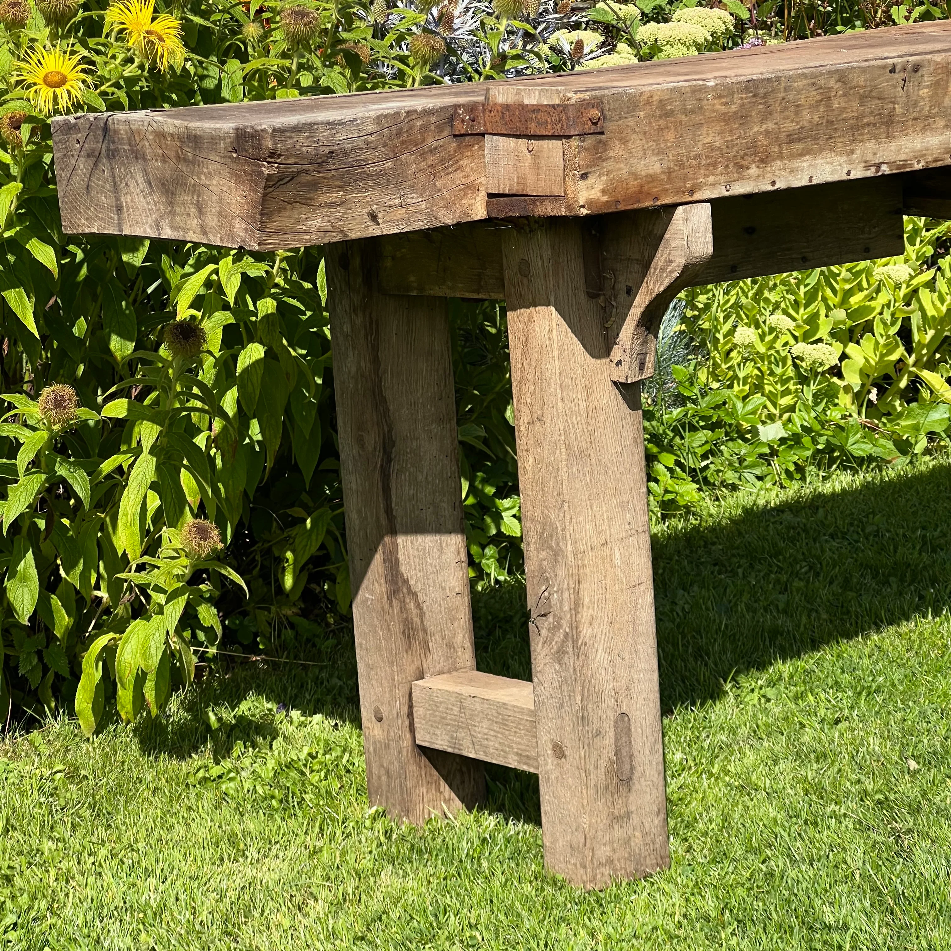 Rustic French Workbench Console c.1880 - Image 19