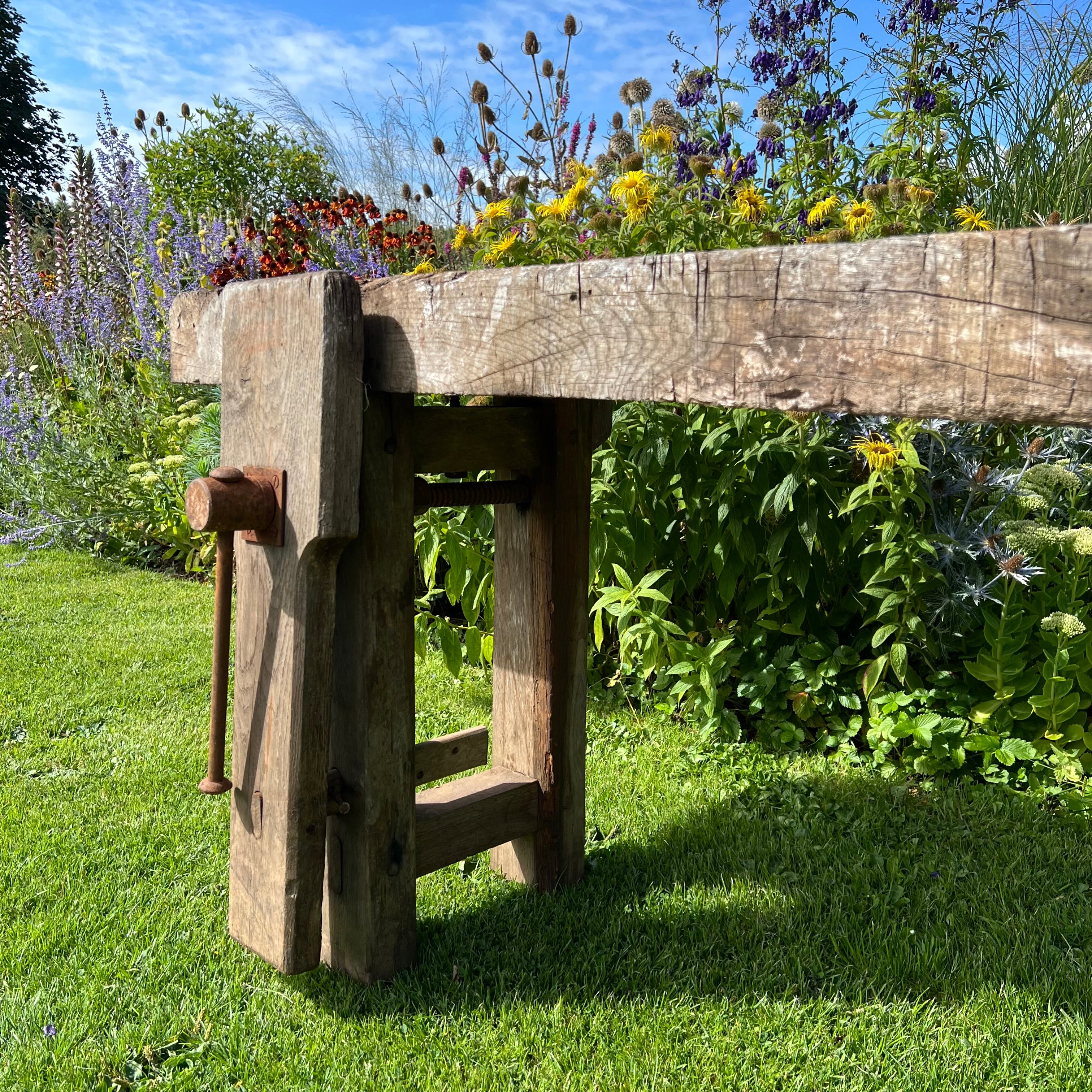 Rustic French Workbench Console c.1880 - Image 9