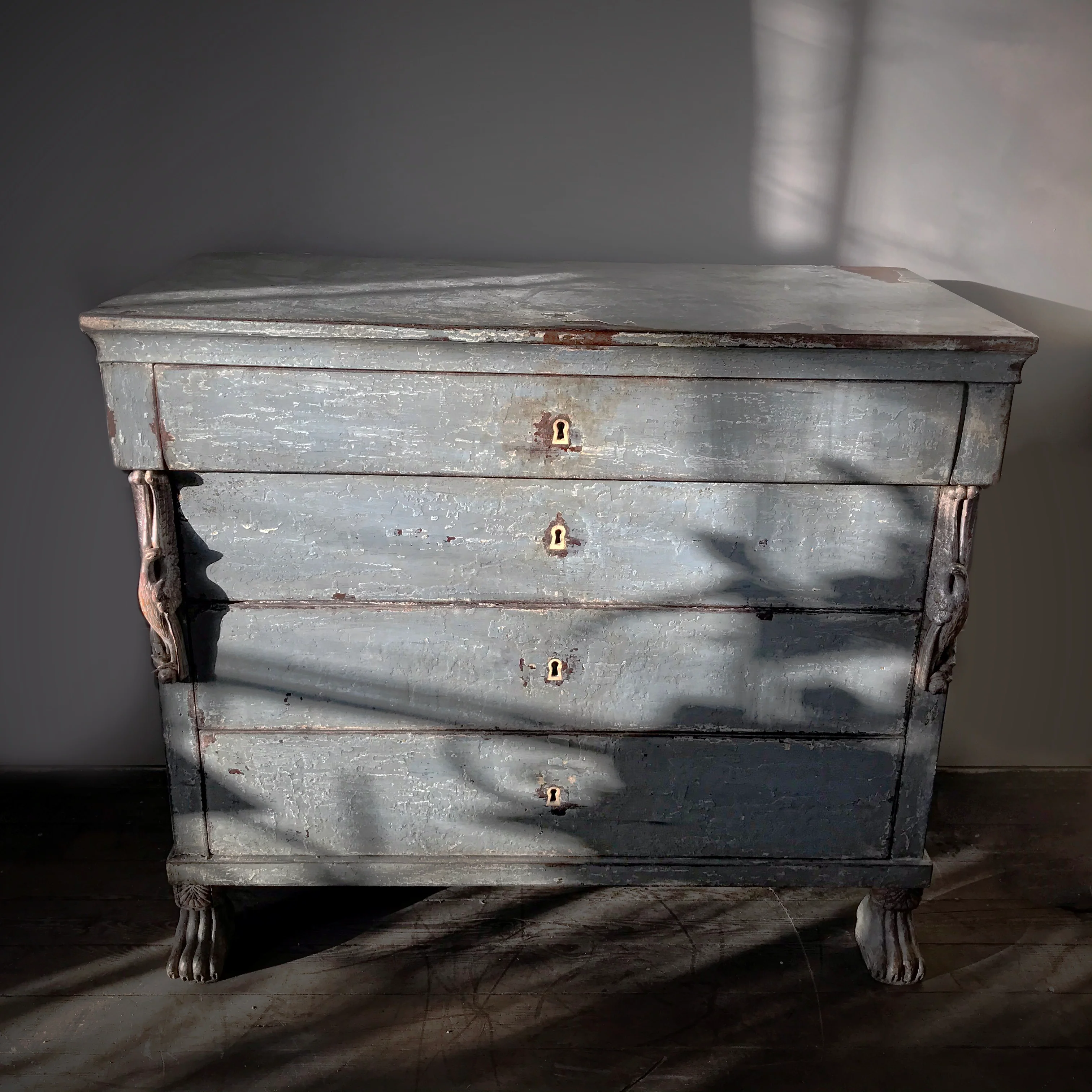 Gustavian Light Powder Blue-Painted Commode c.1780 - Image 10