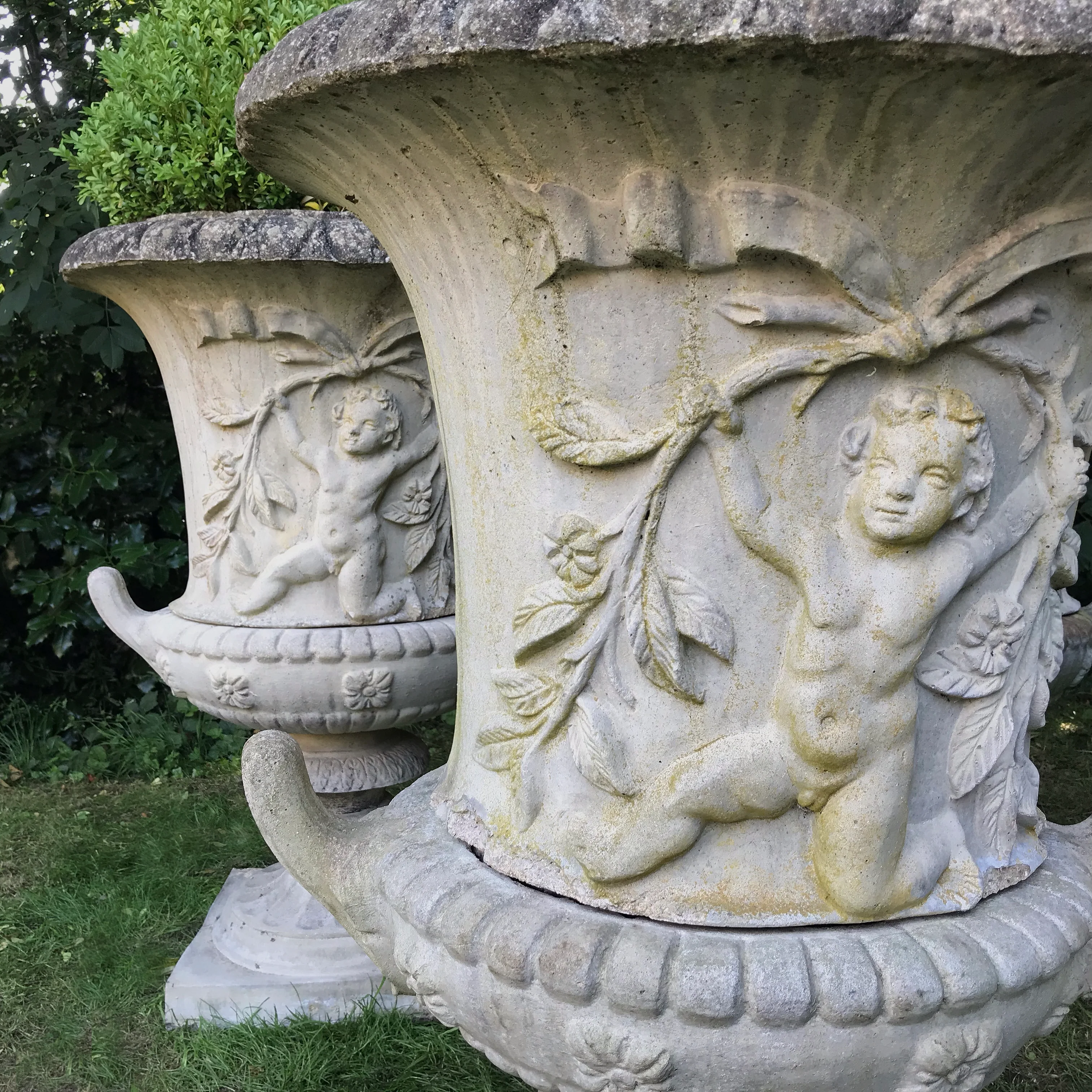 Set of 8 Dancing Putti Campana Urns - Image 8