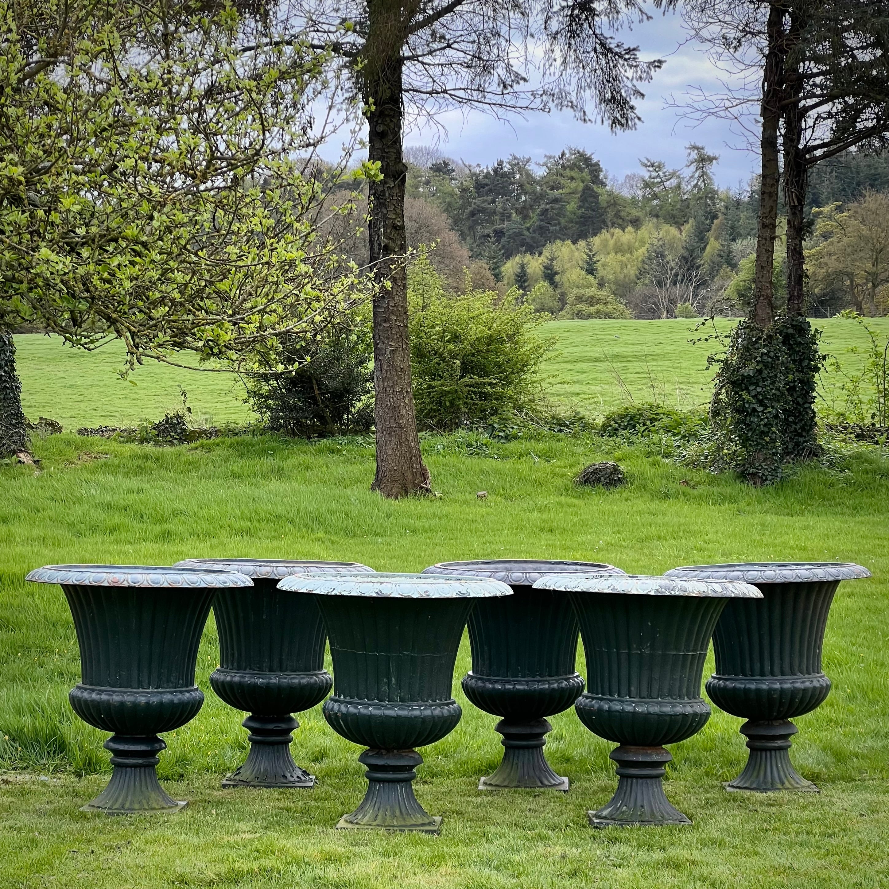 Huge French Cast Iron Campana Urns Available in Pairs - Image 2