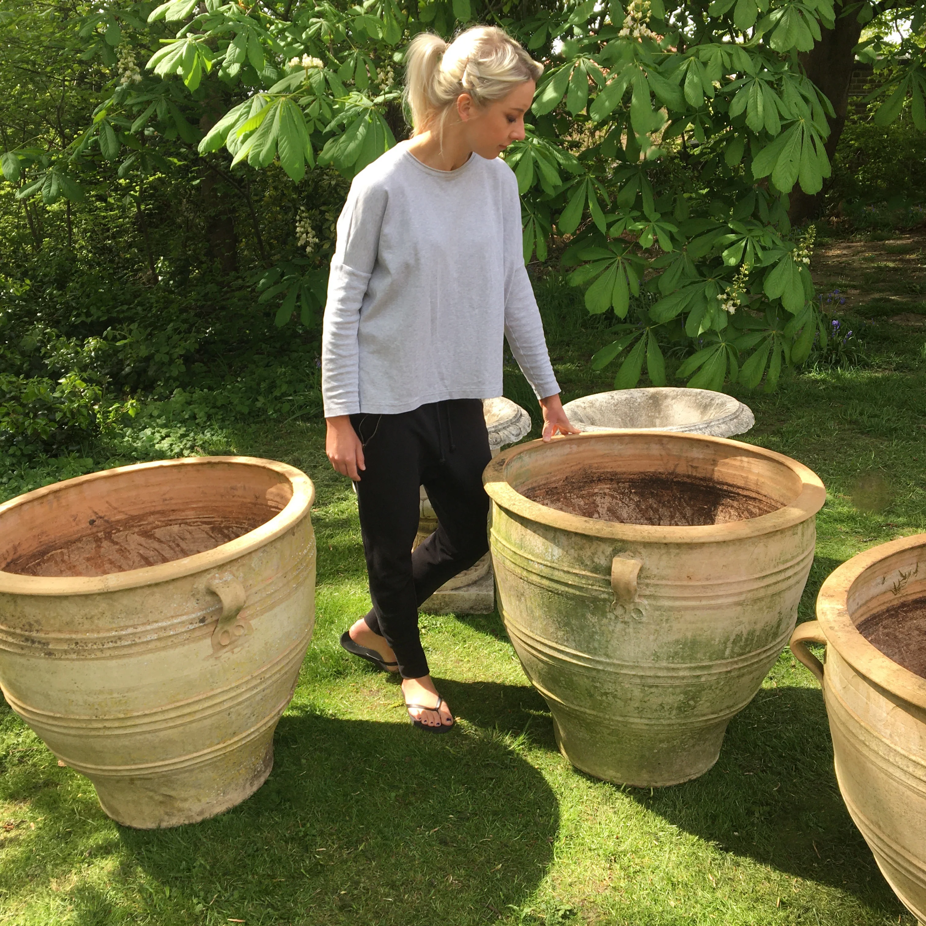 Set of Three Grand Scale Terracotta Urns - Image 5