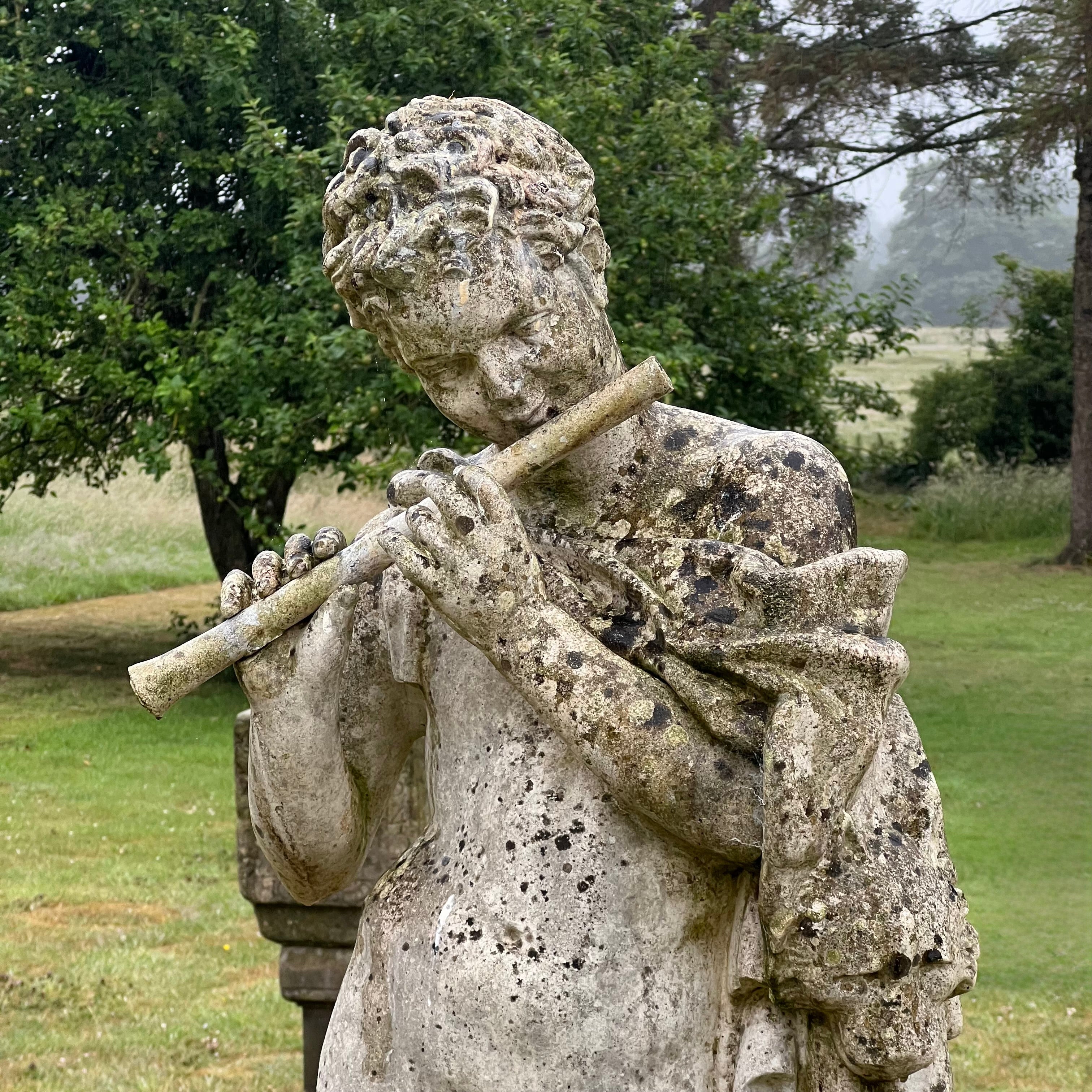 Mid-20th Century Composite Stone Statue of Pan with Stone Plinth - Image 2