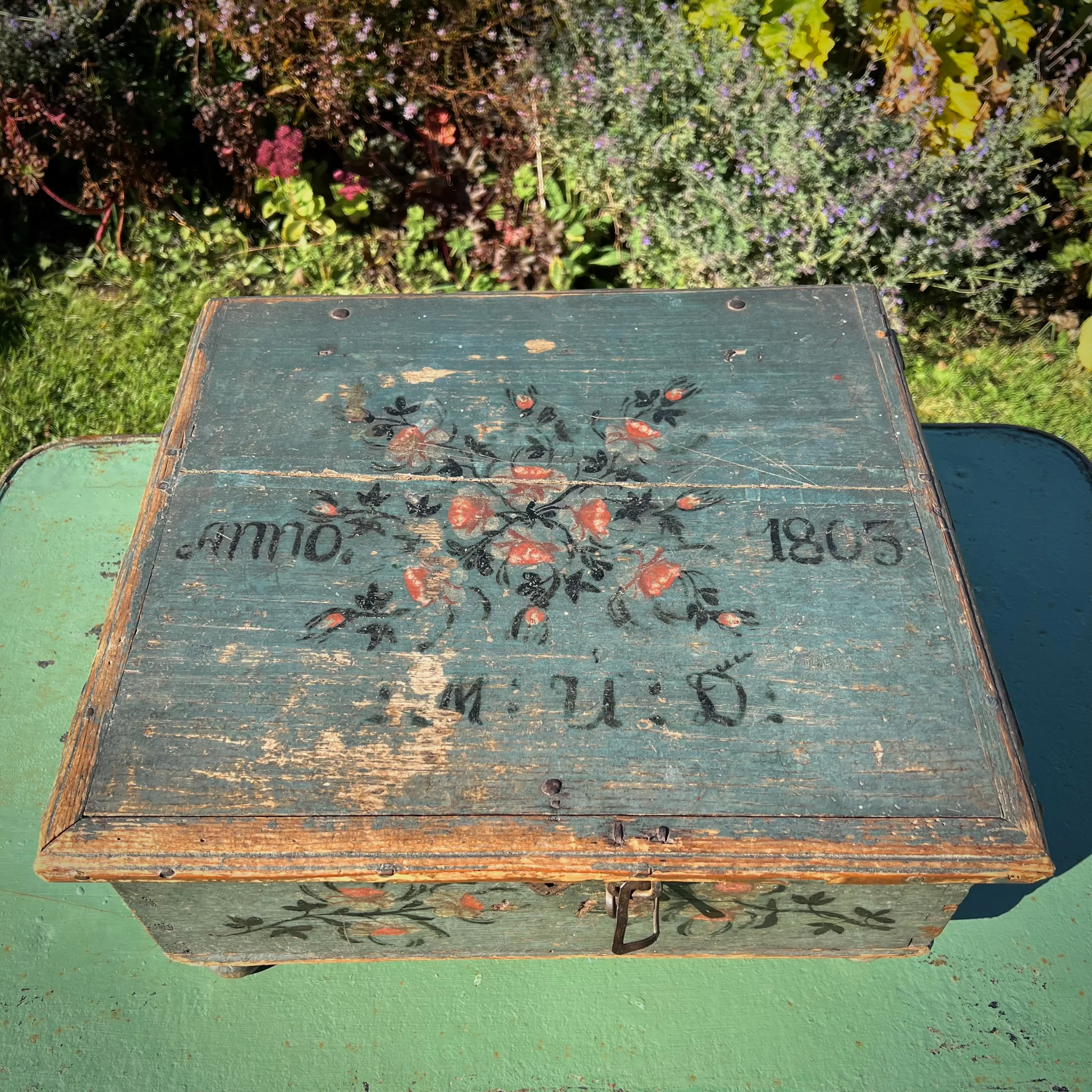 Swedish Painted Marriage Box (Hälsingland Style), Dated 1805 - Image 3