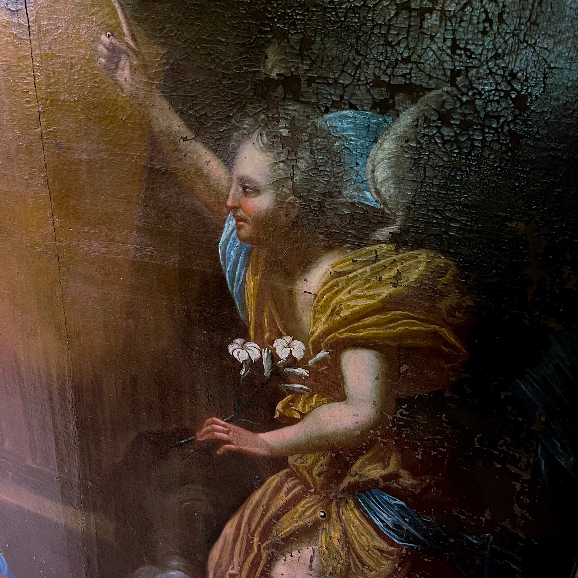 “The Annunciation” Spanish School After Murillo Baroque Oil on Canvas c.1640 - Image 11