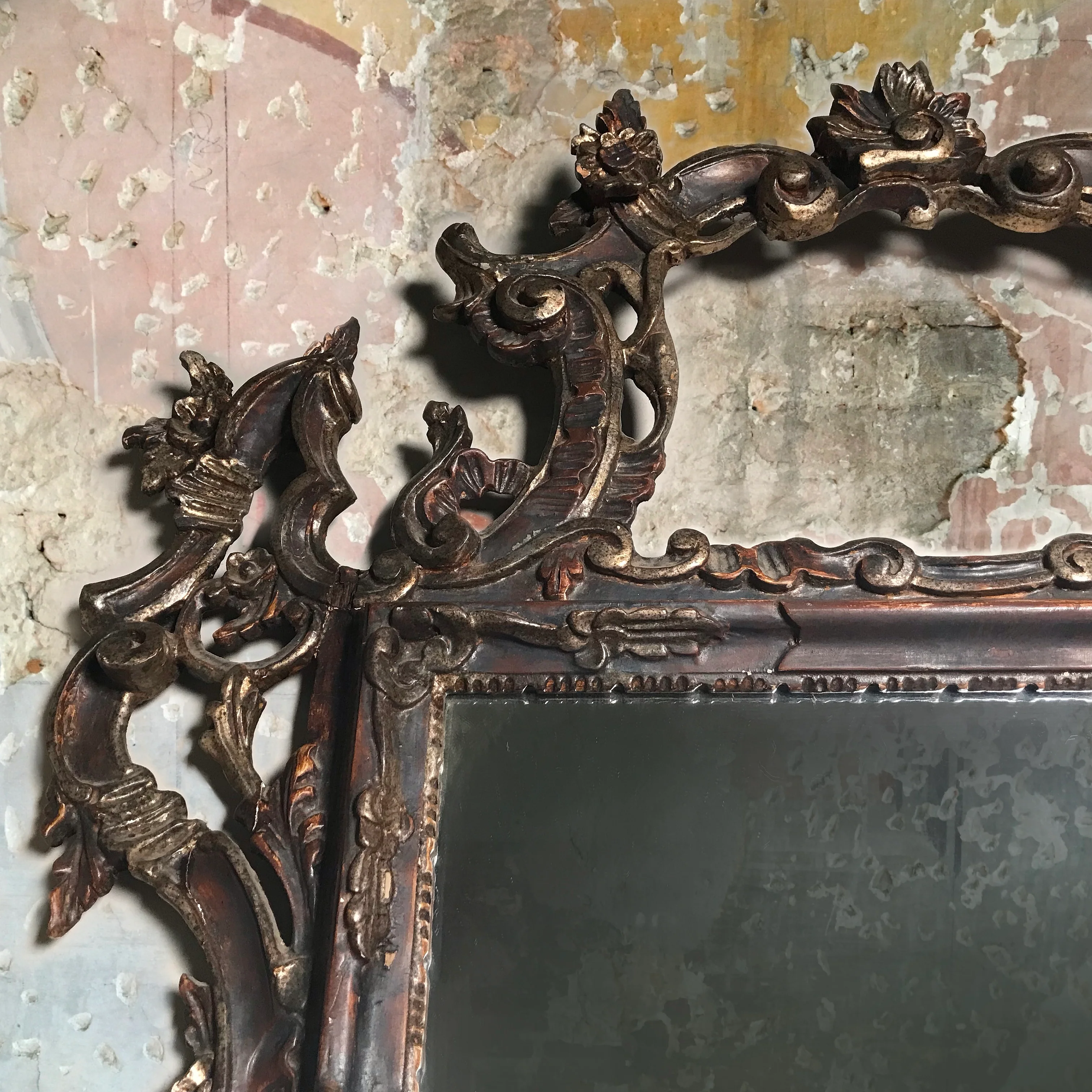 19th Century Venetian Carved Wood Pierced Mirror - Image 2