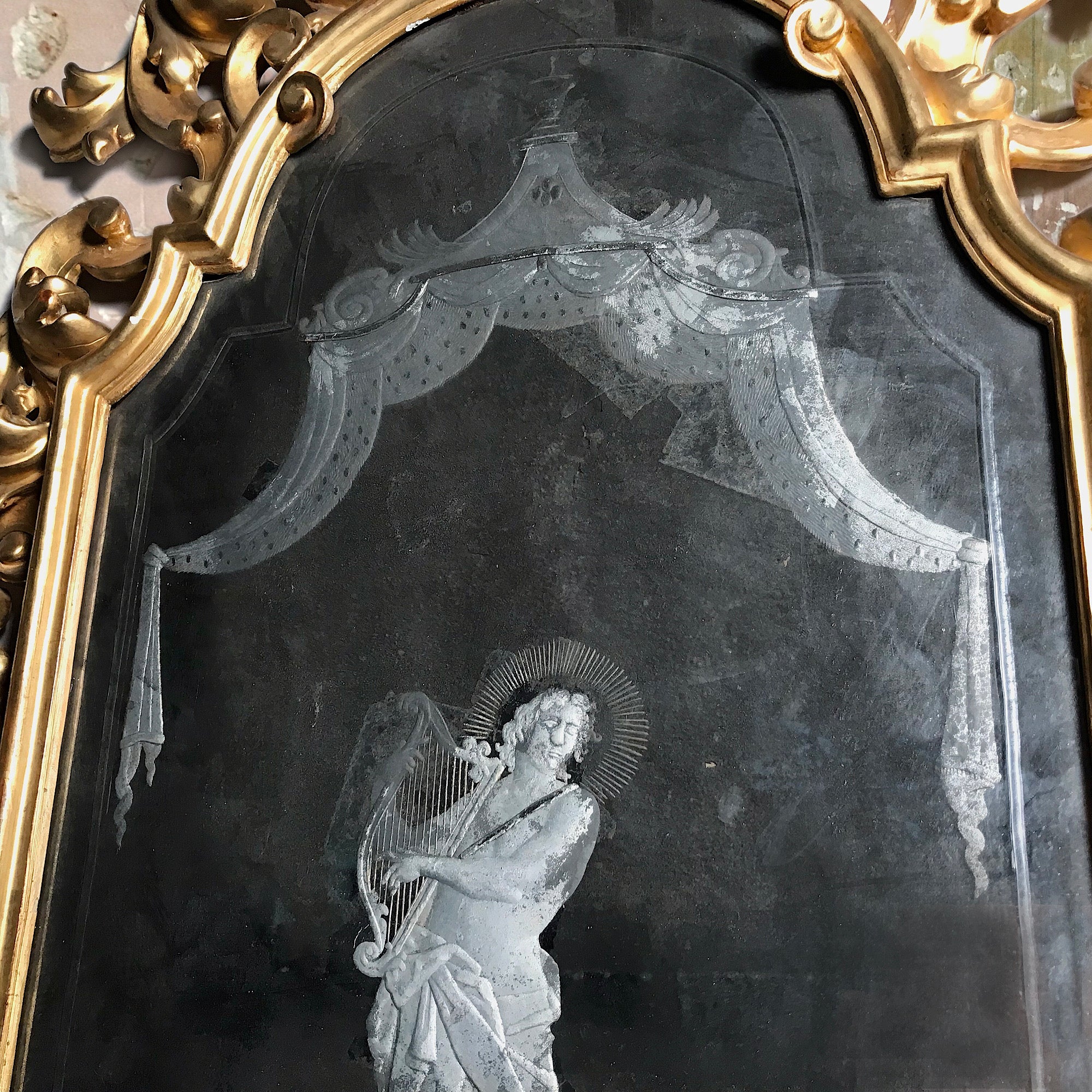 Venetian Murano Glass Engraved Mirror depicting Apollo c.1790 - Image 6